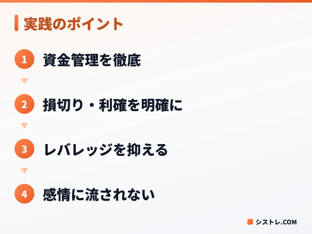リスク管理で実践するポイントを示す図