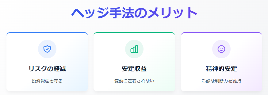 ヘッジ手法の3つの主要メリット