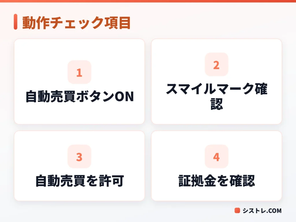 EAが正しく動作しているかのチェック項目