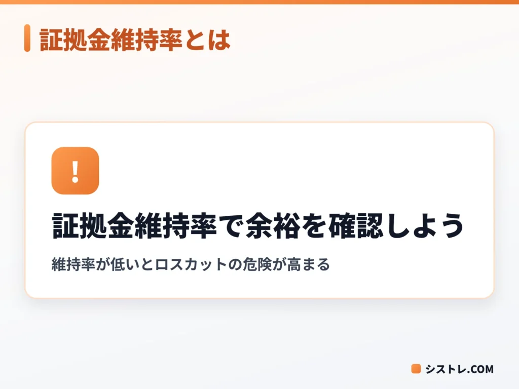 証拠金維持率がロスカットに関わる仕組みを示す図