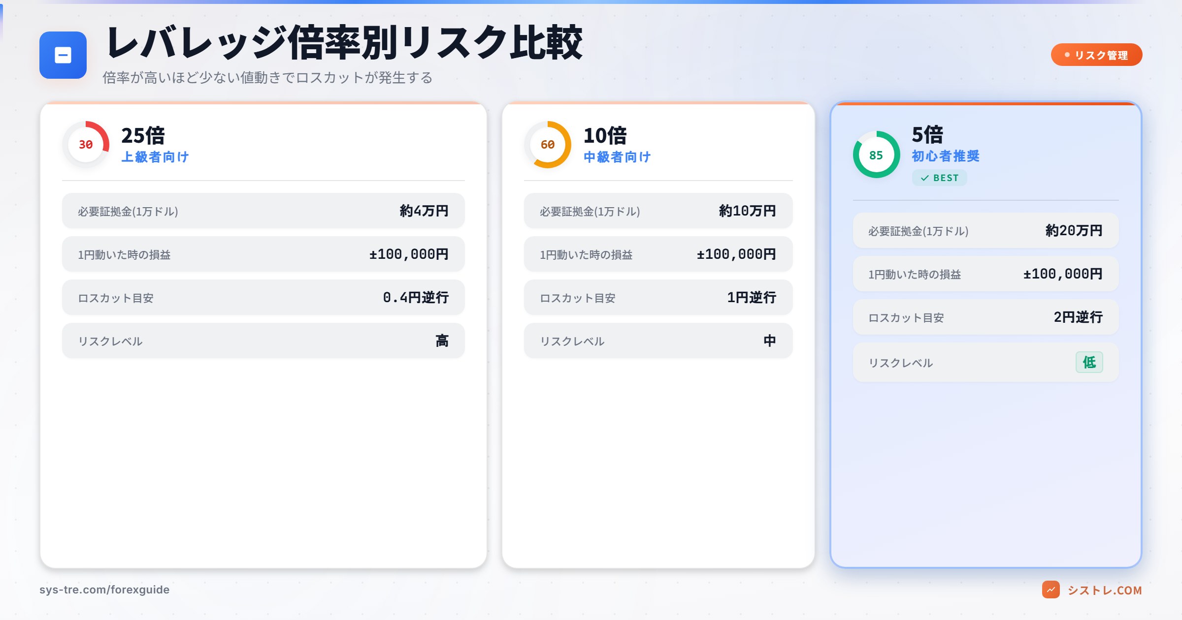 レバレッジ倍率別リスク比較表
