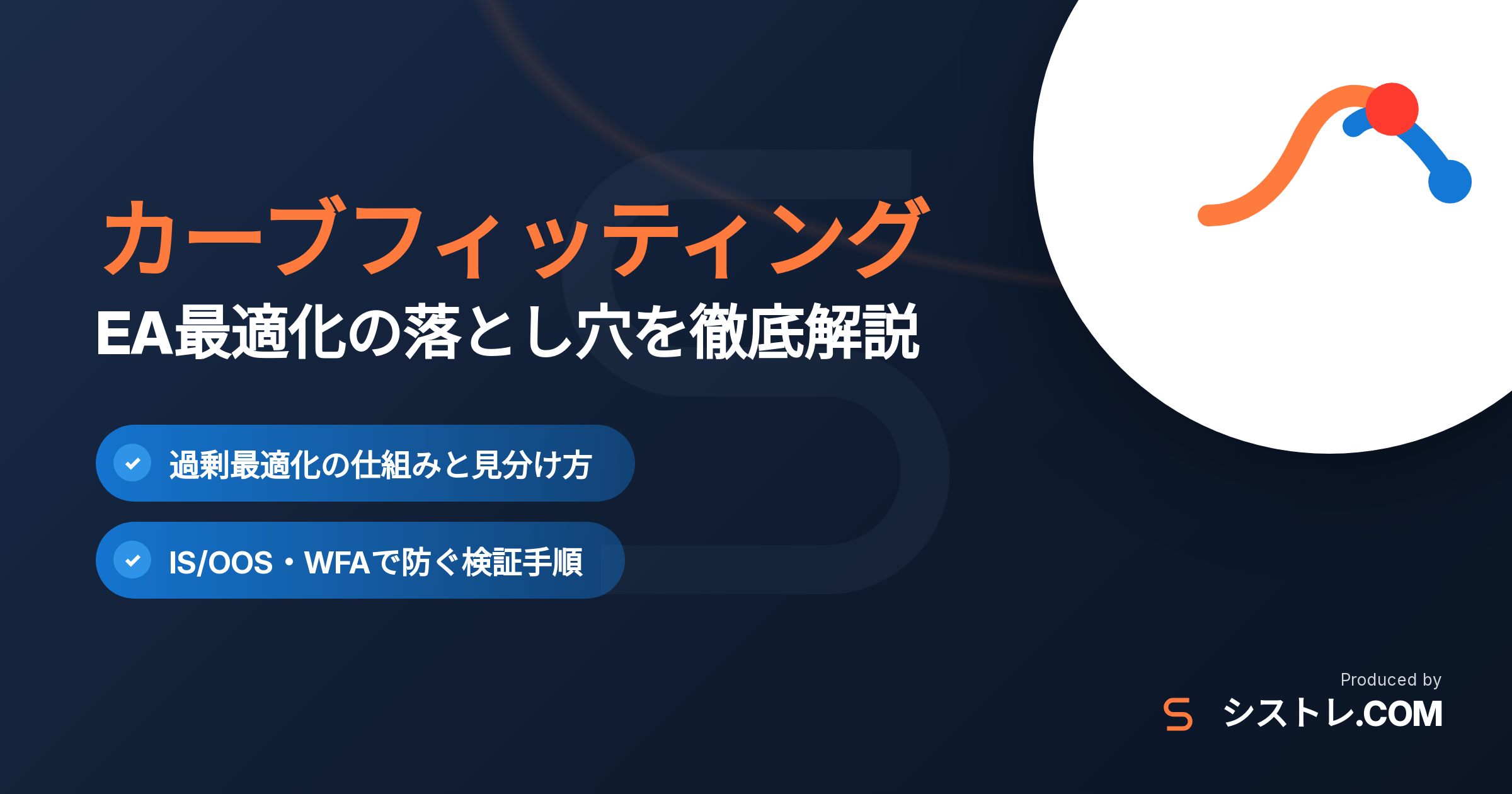 カーブフィッティングとEA最適化の落とし穴を解説するアイキャッチ