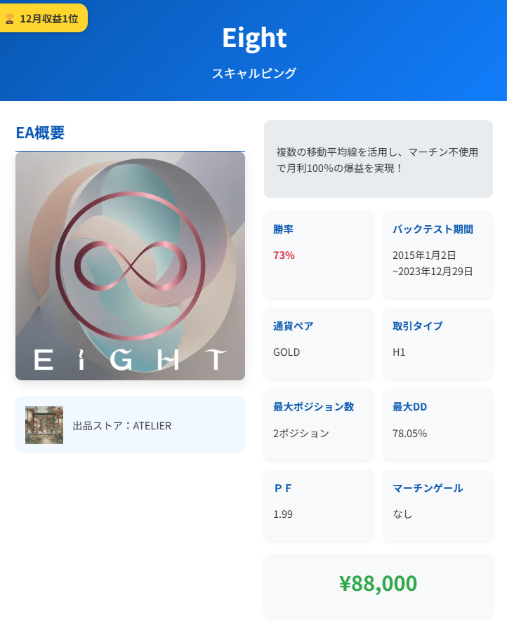 【2025年1月収益1位】Eightの商品情報