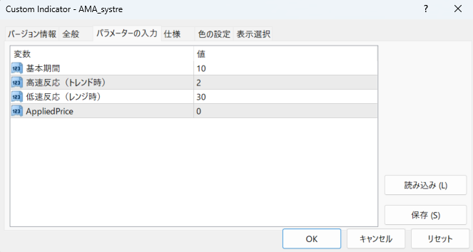 AMA パラメータ