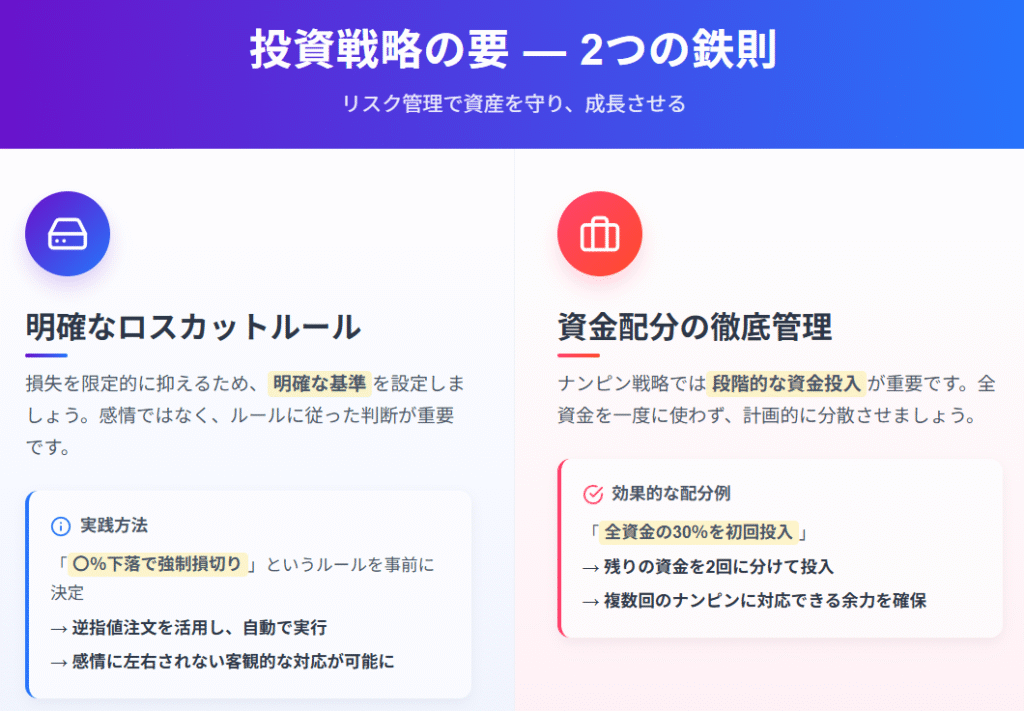 投資成功の鍵:明確なロスカットと計画的資金配分