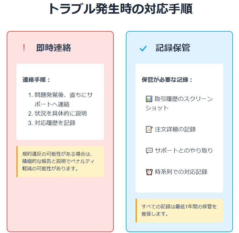 取引トラブル発生時の緊急対応手順と記録保管方法の解説